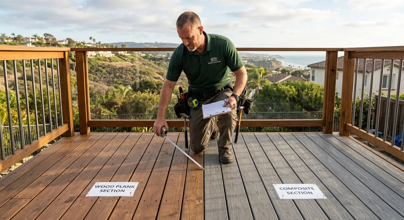 Wood and composite deck boards on a San Diego home